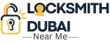 locksmith dubai near me logo white background blue fonts